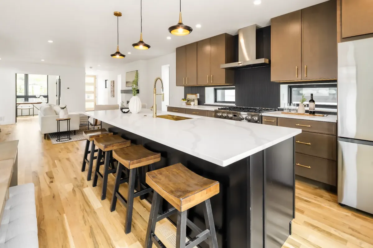 Island kitchen in a professionally managed vacation rental